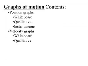 Graphs of motion Contents Position graphs Whiteboard Qualitative