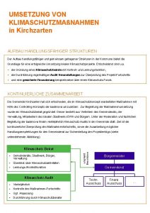 UMSETZUNG VON KLIMASCHUTZMANAHMEN in Kirchzarten AUFBAU HANDLUNGSFHIGER STRUKTUREN