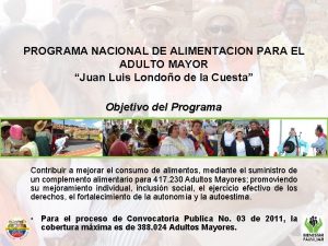 PROGRAMA NACIONAL DE ALIMENTACION PARA EL ADULTO MAYOR