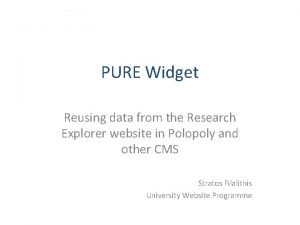 PURE Widget Reusing data from the Research Explorer