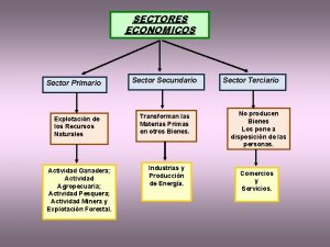 SECTORES ECONOMICOS Sector Primario Explotacin de los Recursos