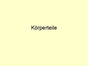 Krperteile Objectives We are learning parts of the