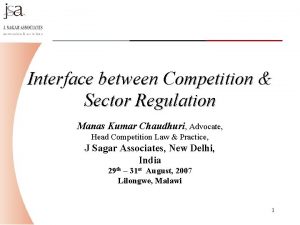 Interface between Competition Sector Regulation Manas Kumar Chaudhuri