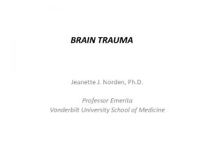 BRAIN TRAUMA Jeanette J Norden Ph D Professor