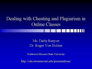 Dealing with Cheating and Plagiarism in Online Classes