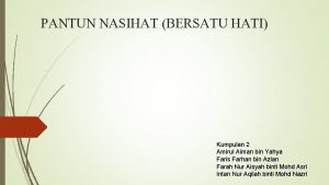 Pantun pengenalan diri 2 kerat Pantun pengenalan diri 2 kerat