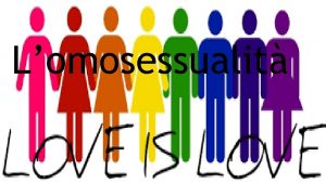 Lomosessualit INDICE Eterosessualit Omosessualit Famiglia omosessuale Adozioni Bisessualit