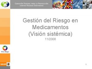 Gestin del Riesgo en Medicamentos Visin sistmica 112008