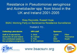 Resistance in Pseudomonas aeruginosa and Acinetobacter spp from