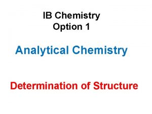 IB Chemistry Option 1 Analytical Chemistry Determination of