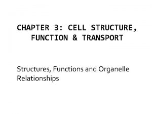 CHAPTER 3 CELL STRUCTURE FUNCTION TRANSPORT Structures Functions