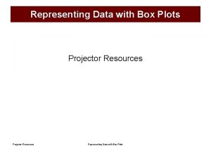 Representing Data with Box Plots Projector Resources Representing