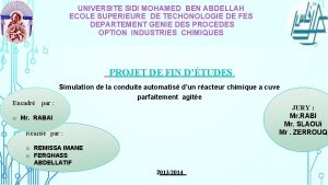 UNIVERSITE SIDI MOHAMED BEN ABDELLAH ECOLE SUPERIEURE DE