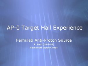 AP0 Target Hall Experience Fermilab AntiProton Source P