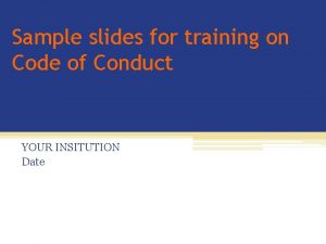 Code of conduct training examples