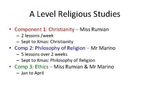 A Level Religious Studies Component 1 Christianity Miss