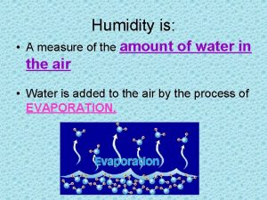 Humidity is A measure of the amount of