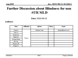 doc IEEE 802 11 201365 r 1 Aug