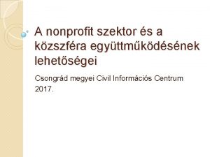 A nonprofit szektor s a kzszfra egyttmkdsnek lehetsgei