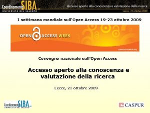 I settimana mondiale sullOpen Access 19 23 ottobre