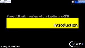 Prepublication review of the Lh ARA preCDR Introduction