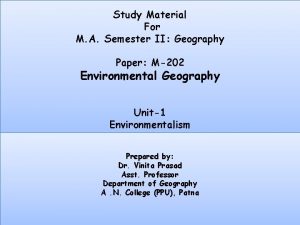 Study Material For M A Semester II Geography