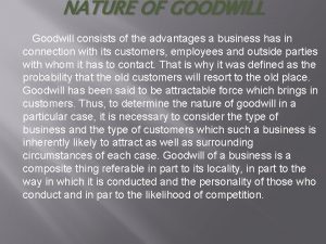 Advantages of goodwill in accounting