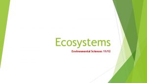 Ecosystems Environmental Sciences 1112 Unit 1 Ecosystems Learning