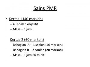 Sains PMR Kertas 1 40 markah 40 soalan