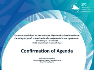 Technical Workshop on International Merchandise Trade Statistics Focusing