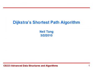Dijkstras Shortest Path Algorithm Neil Tang 322010 CS