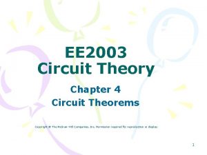 EE 2003 Circuit Theory Chapter 4 Circuit Theorems