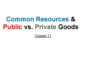 Common resources vs private goods