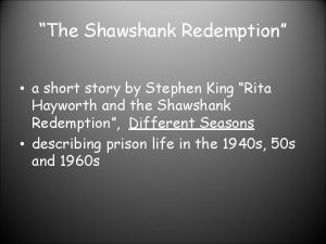 The Shawshank Redemption a short story by Stephen