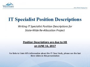 IT Specialist Position Descriptions Writing IT Specialist Position