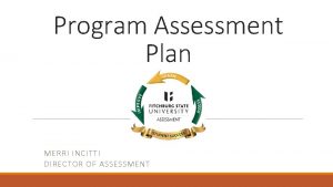 Program Assessment Plan MERRI INCITTI DIRECTOR OF ASSESSMENT