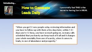 Introducing Stephane Page How to Generate Leads Daily