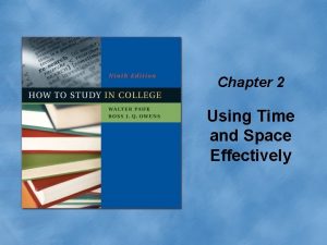 Chapter 2 Using Time and Space Effectively Time