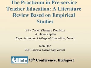 The Practicum in Preservice Teacher Education A Literature