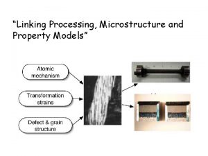 Linking Processing Microstructure and Property Models individual phases