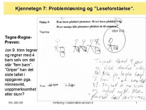 Kjennetegn 7 Problemlsning og Leseforstelse etter hint TegneRegne