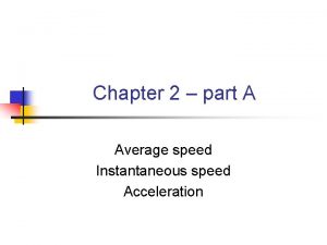 Chapter 2 part A Average speed Instantaneous speed