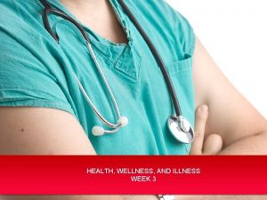 HEALTH WELLNESS AND ILLNESS WEEK 3 Concepts of