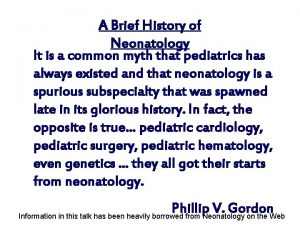 History of neonatology