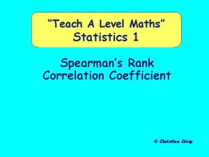 Teach A Level Maths Statistics 1 Spearmans Rank