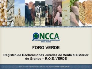 FORO VERDE Registro de Declaraciones Juradas de Venta