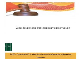 Capacitacin sobre transparencia y anticorrupcin FAIFE Comit de