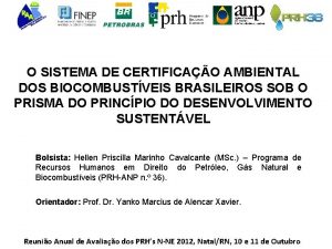 O SISTEMA DE CERTIFICAO AMBIENTAL DOS BIOCOMBUSTVEIS BRASILEIROS