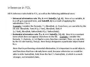 Inference in FOL All PL inference rules hold