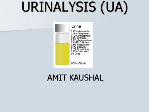 URINALYSIS UA AMIT KAUSHAL MACROSCOPIC ANALYSIS Colour clarity
